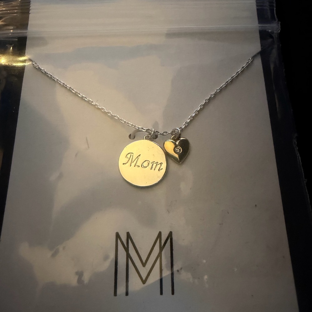 Silver and Gold 'Mom' Pendant Necklace